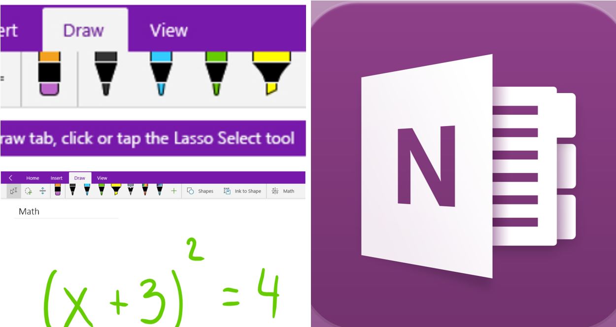 Showing the draw tab on OneNote