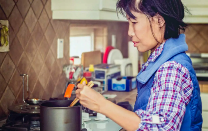 A woman cooking